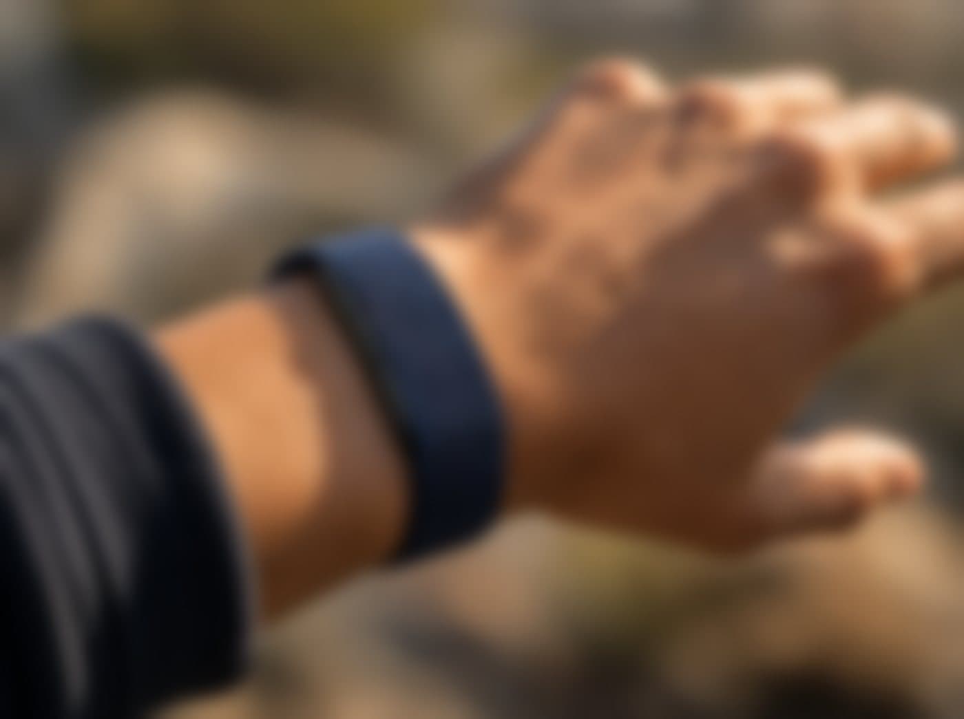 The BEFORE Band worn on a wrist, outdoors